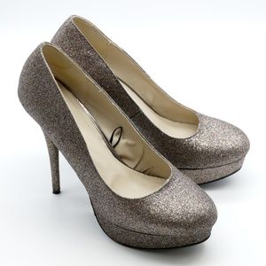 dots GLITTERY BRONZE/GOLD STILETTO PUMPS